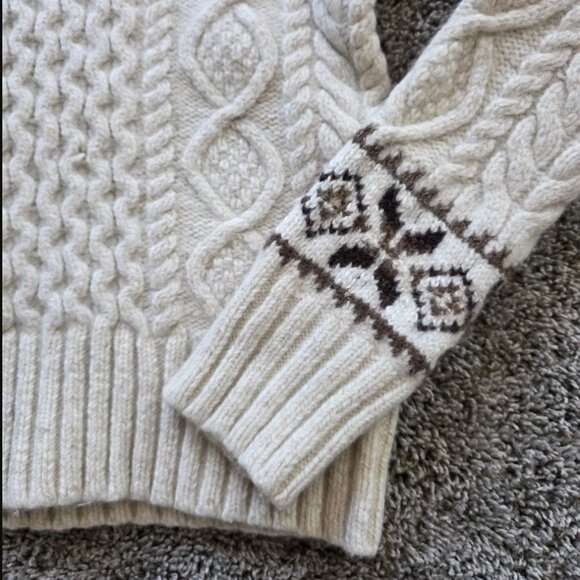 Polo Ralph Lauren - Nordic Fair Isle Aran Cable Knit Wool Sweater - XS - Picture 5 of 7